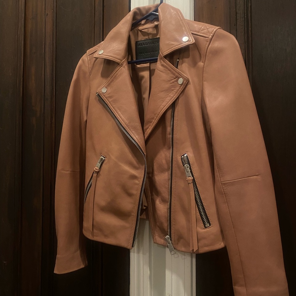 All Saints Dalby Leather Slim Fit Jacket - Picture 5 of 10